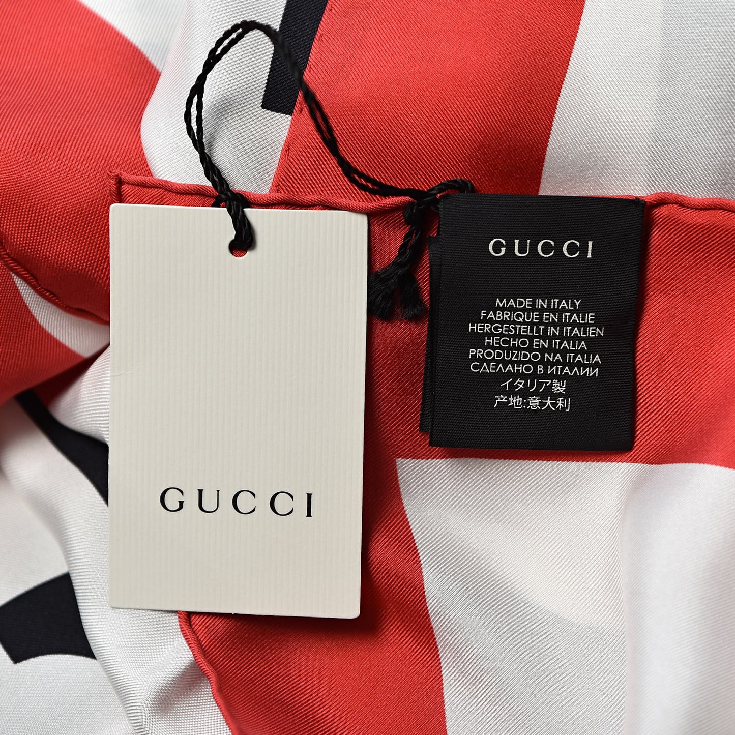 Silk Gucci World Square Scarf Ivory Red