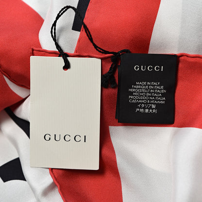 Gucci Silk Gucci World Square Scarf Ivory Red 4 of 4