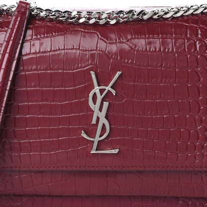 Saint Laurent Calfskin Crocodile Embossed Medium Monogram Sunset Palissandre 10 of 10