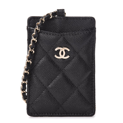 Chanel Caviar Quilted Card Holder On Chain Black 1 of 9