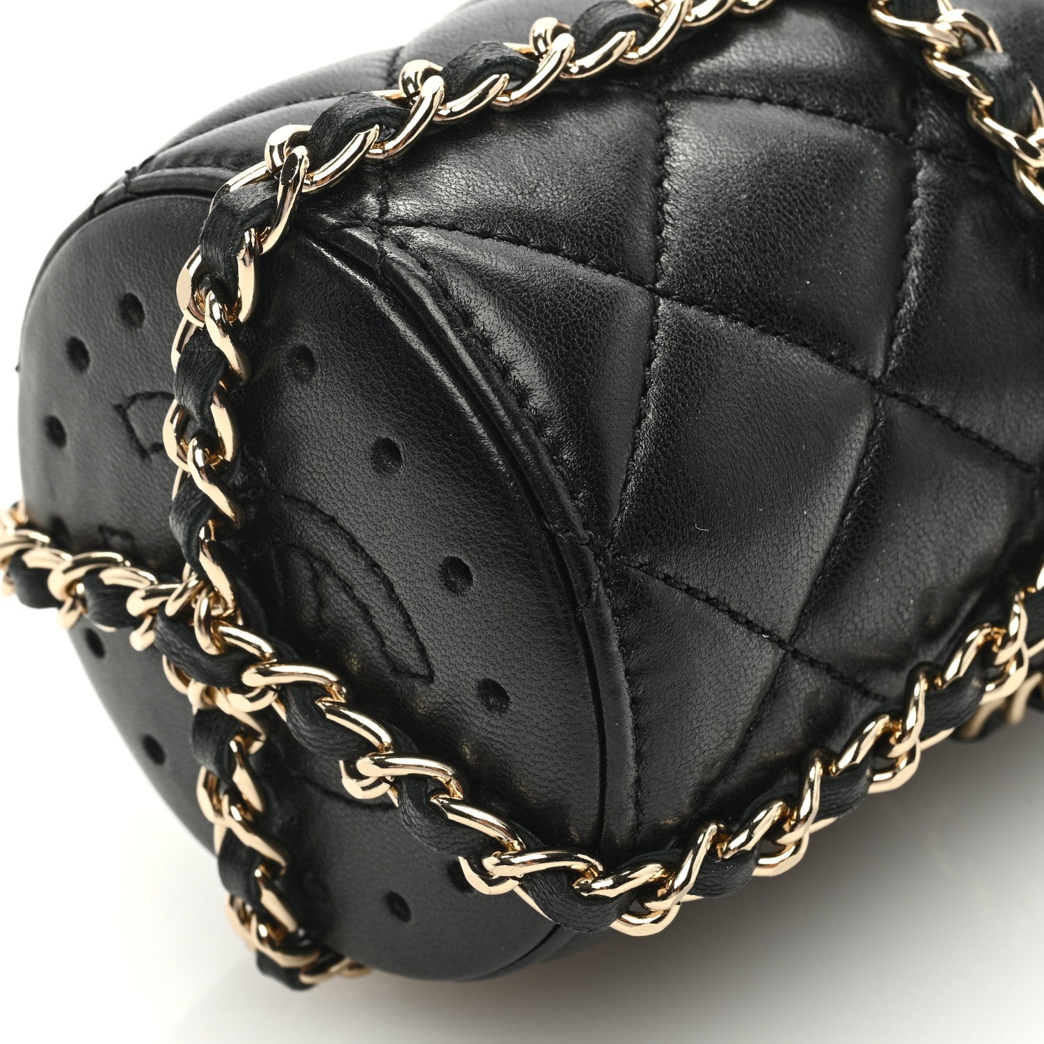 Chanel Lambskin Quilted CC To Drink Water Bottle Black Gold 8 of 11