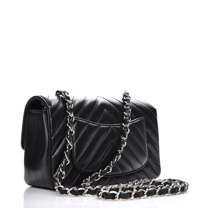 Chanel Lambskin Chevron Quilted Mini Rectangular Flap Black 3 of 8
