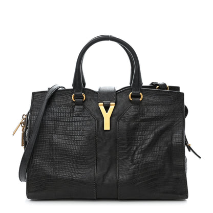 Saint Laurent Calfskin Lizard Embossed Small Cabas ChYc Black 1 of 15