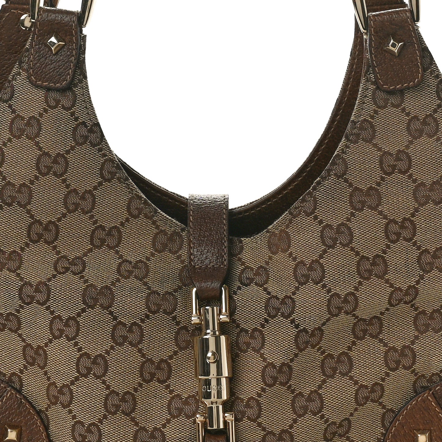 Monogram Calfskin Large Bardot Shoulder Bag Brown