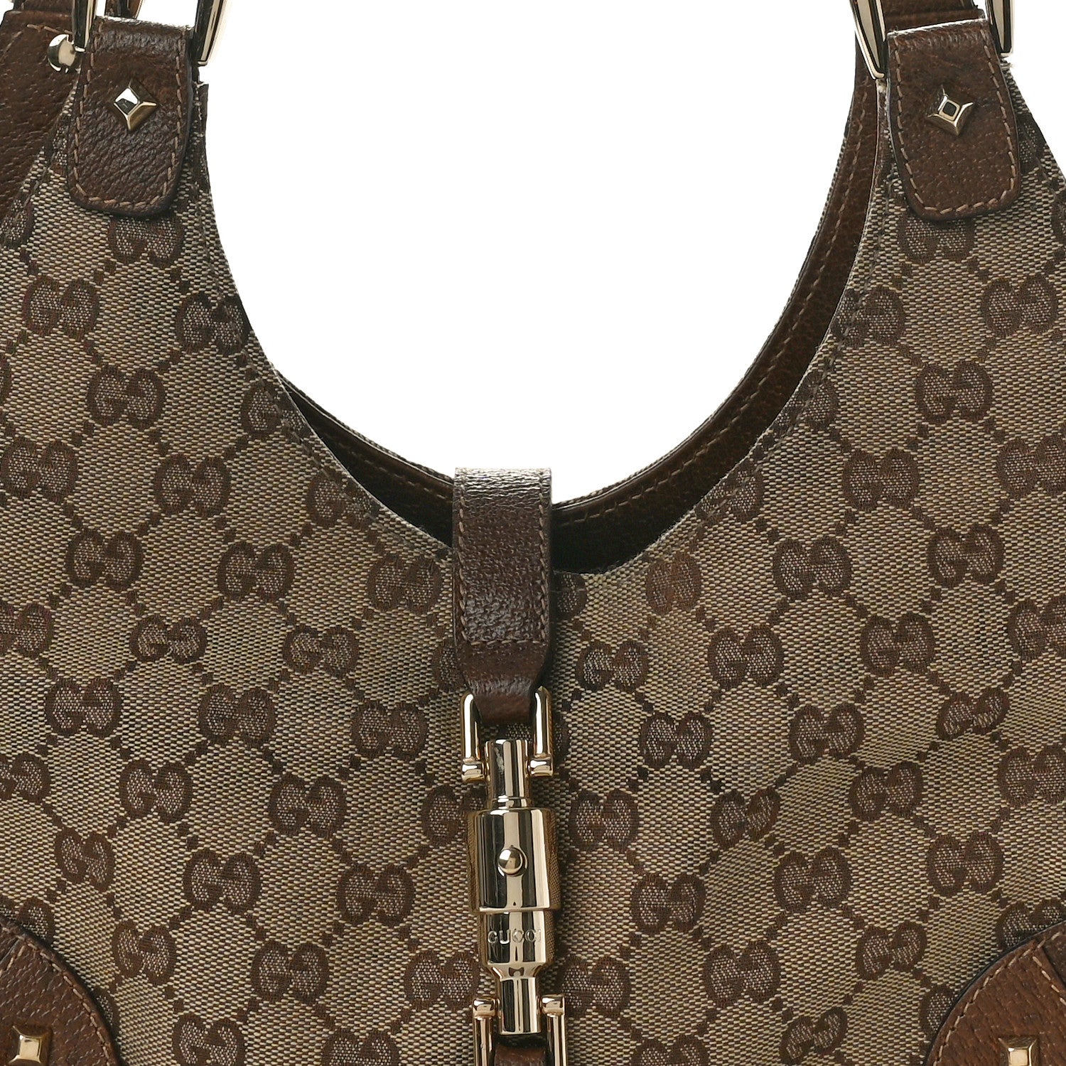 Gucci Monogram Calfskin Large Bardot Shoulder Bag Brown 8 of 10