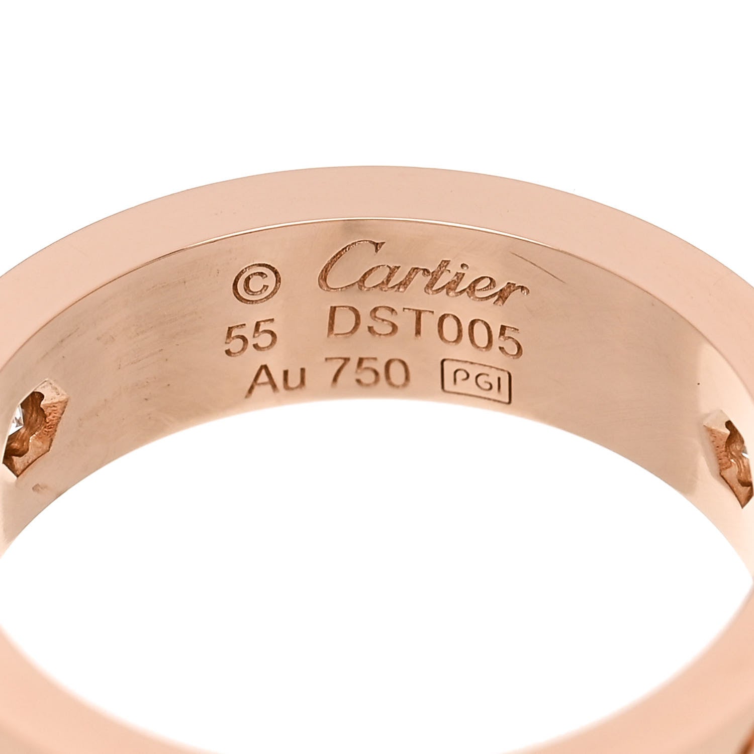 Cartier 18K Pink Gold 3 Diamond LOVE Ring 55 7.25 4 of 4