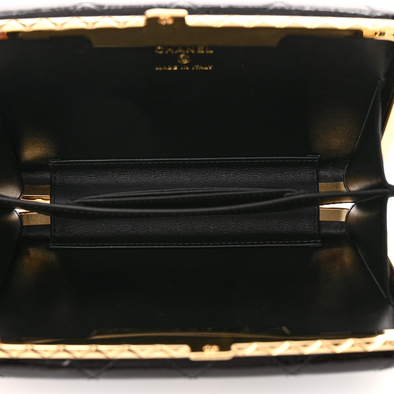 Chanel Glazed Goatskin Quilted Box With Chain Black 5 of 11