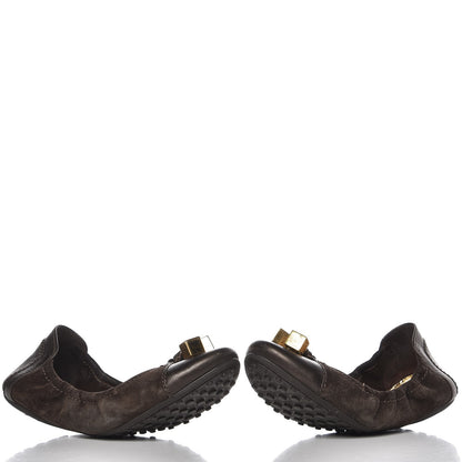 Louis Vuitton Suede Lovely Ballet Flats 37 Brown 4 of 10