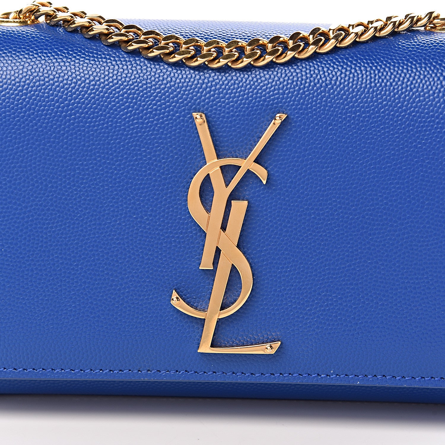 Saint Laurent Grain De Poudre Small Classic Monogram Kate Satchel Royal Blue 10 of 11