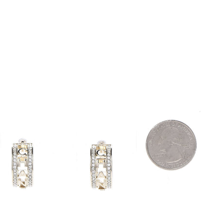 Chanel Metal Crystal Bow-tiful CC Hoop Earrings Gold 2 of 5