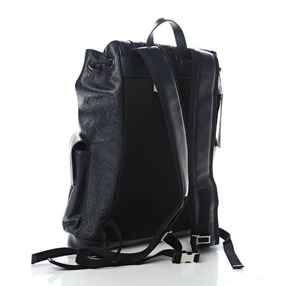Gucci Guccissima Signature Double Buckle Backpack Blue 3 of 10