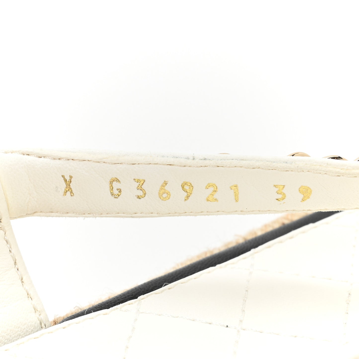 Lambskin Chain CC Thong Espadrille Sandals 39 White