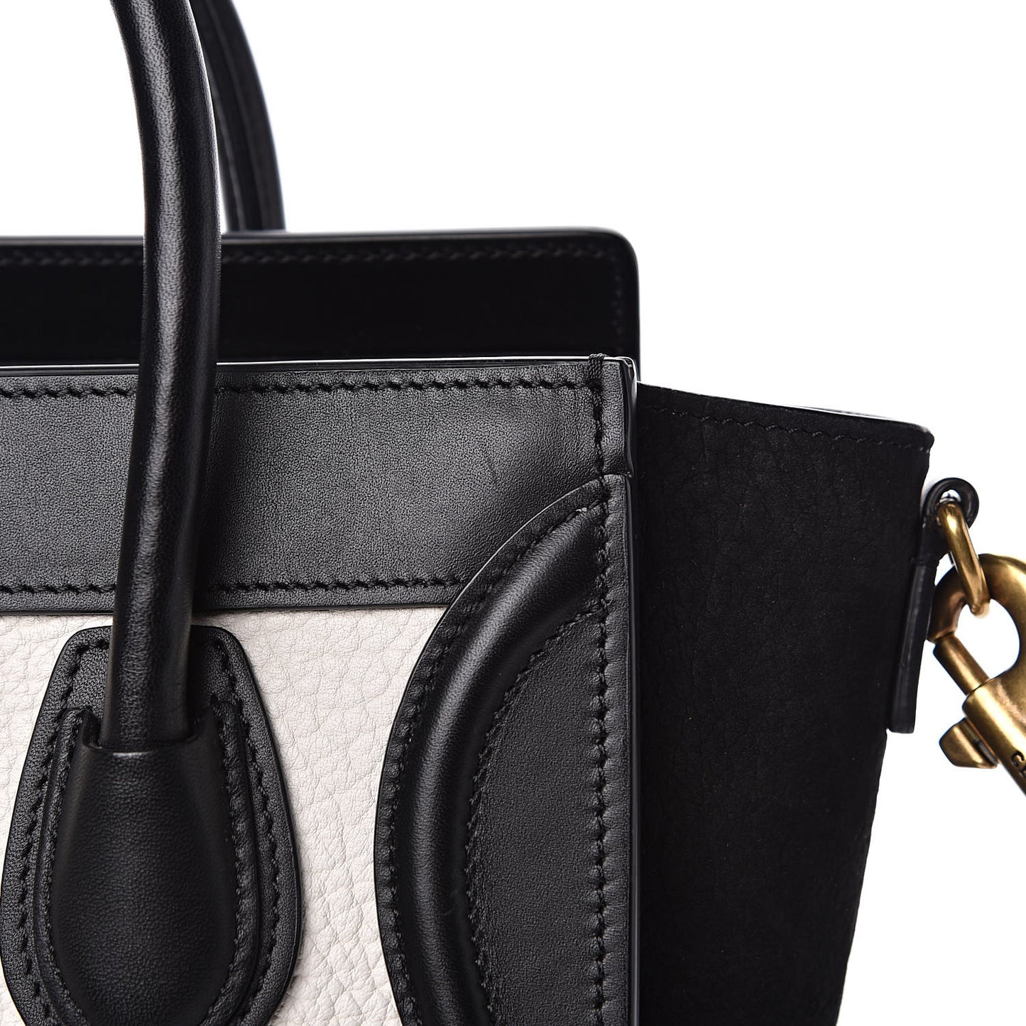 Bullhide Calfskin Nubuck Bi-Color Nano Luggage Black White