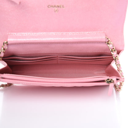 Chanel Iridescent Caviar Quilted Wallet on Chain WOC Rose Pink 5 of 12