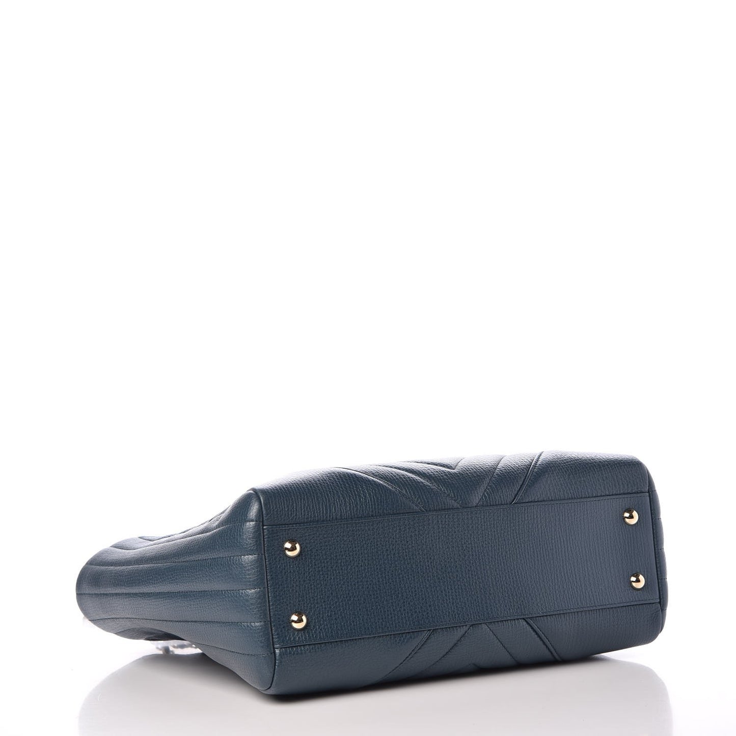 Metallic Calfskin Chevron Quilted Statement Shopping Bag Blue