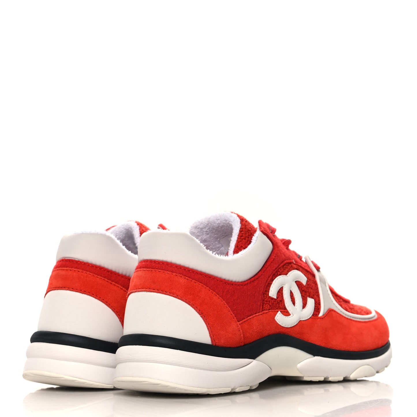 Tweed Suede Felt CC Sneakers 40 Red