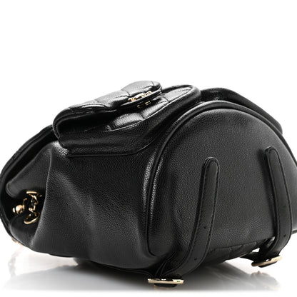 Chanel Shiny Caviar Quilted Medium Duma Pockets Drawstring Backpack Black 9 of 10