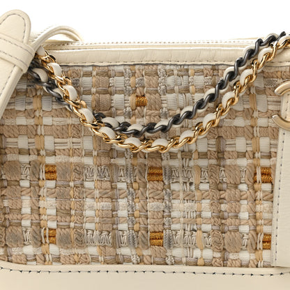 Chanel Woven Nylon Calfskin Quilted Small Gabrielle Hobo Beige Ivory 8 of 10
