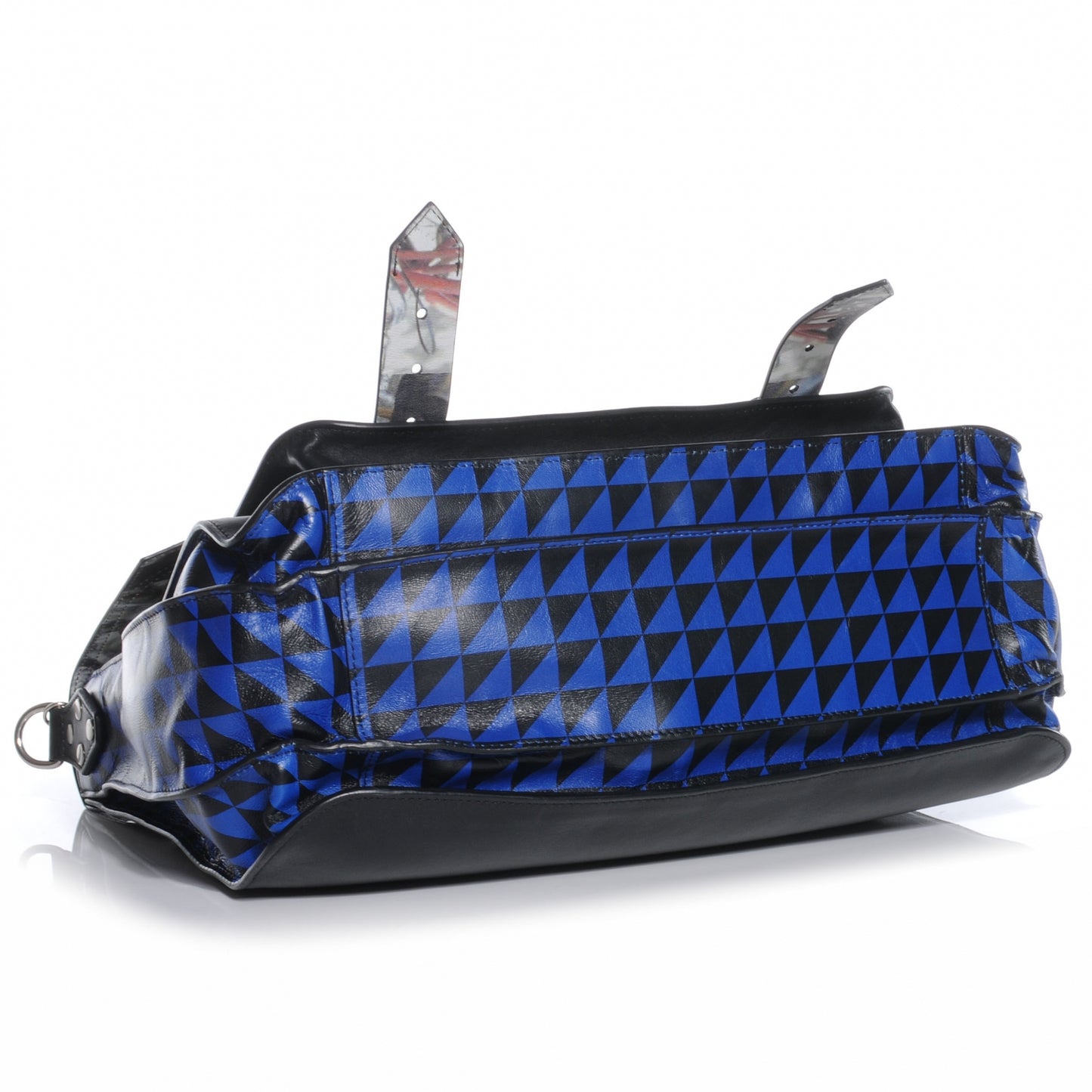 Leather PS1 Large Triangle Print Satchel Blue
