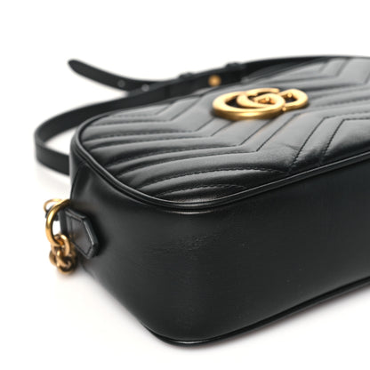 Gucci Calfskin Matelasse Small GG Marmont Chain Shoulder Bag Black 9 of 11
