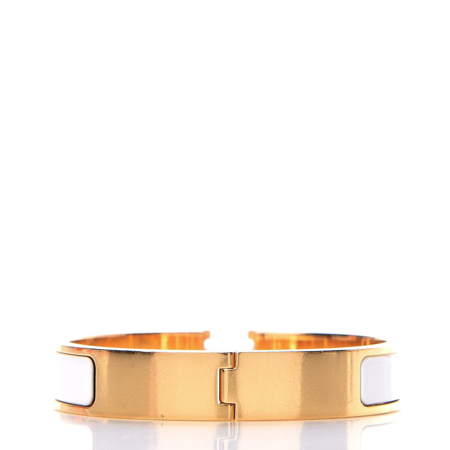 Enamel Narrow Clic Clac H Bracelet GM White
