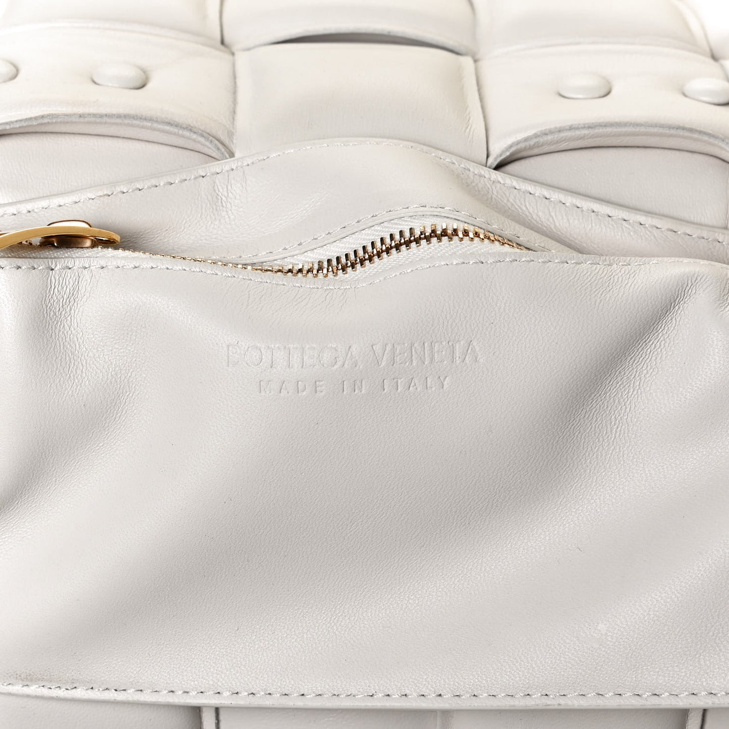 Lambskin Maxi Intreccio Padded Chain Cassette Crossbody Bag White