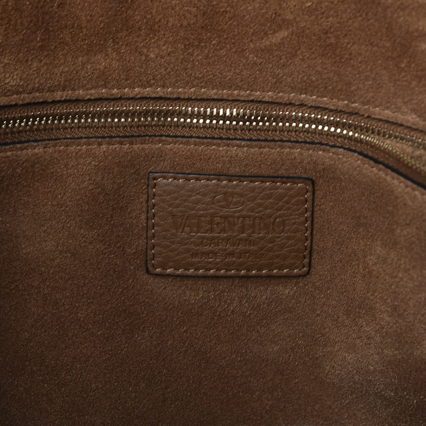 Calfskin Striped Large Rockstud Vertical Tote Brown