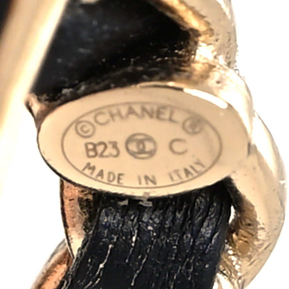 Chanel Metal Resin Lambskin Quilted CC Turnlock Chain Flap Bag Earrings Black Gold 4 of 4