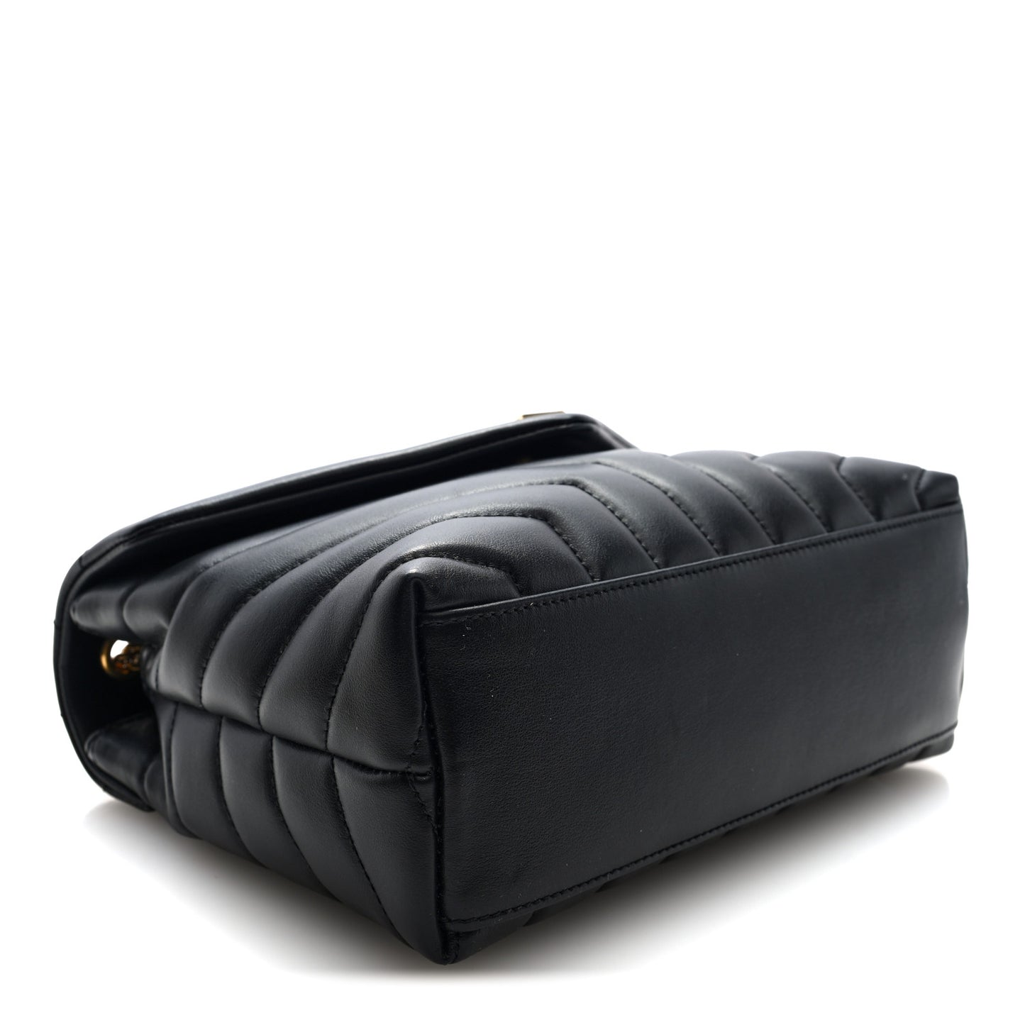 Calfskin Y Quilted Monogram Small Loulou Chain Satchel Black