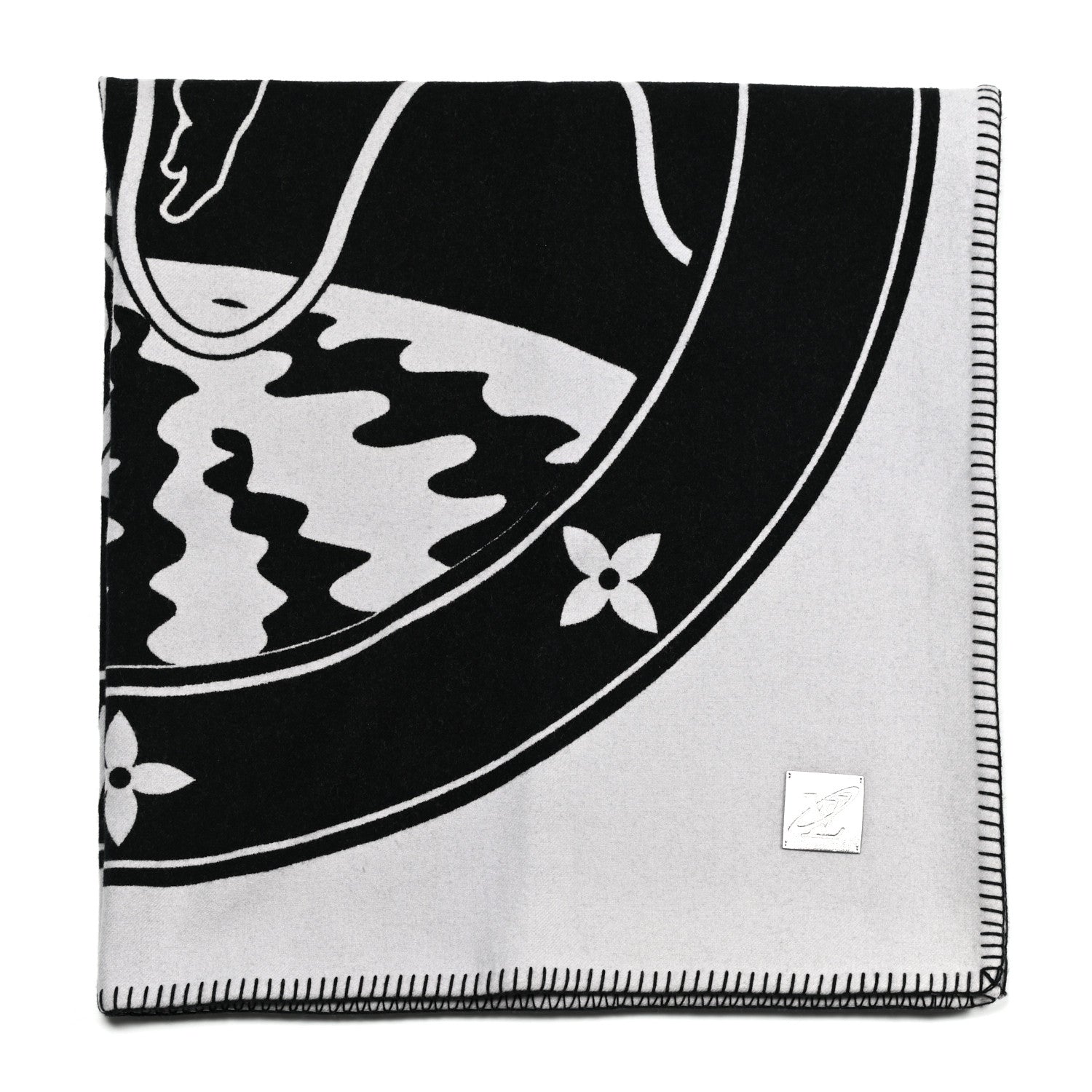 Louis Vuitton Wool Cashmere Satellite Blanket Black 2 of 10