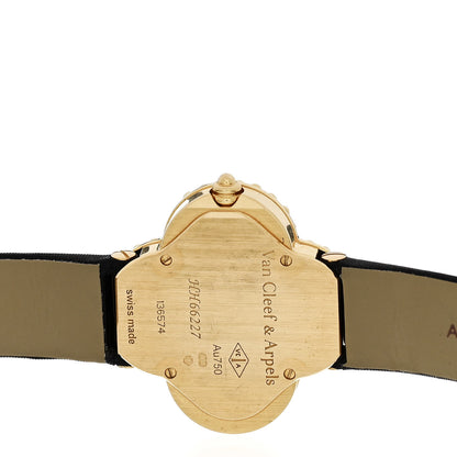 Van Cleef & Arpels 18K Yellow Gold Satin Onyx 26mm Alhambra Quartz Watch 4 of 5