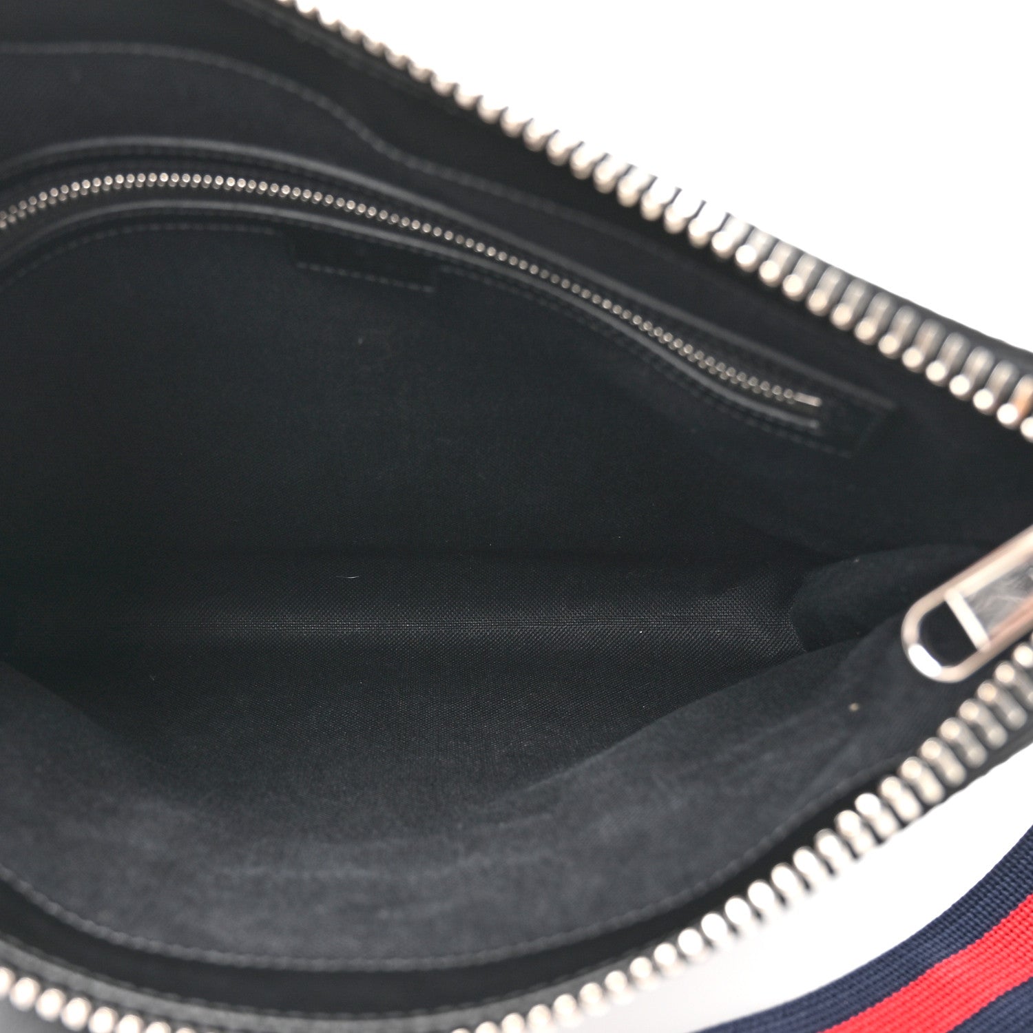 Gucci GG Supreme Monogram Appia Calfskin Web Flat Messenger Bag Black Grey 5 of 10