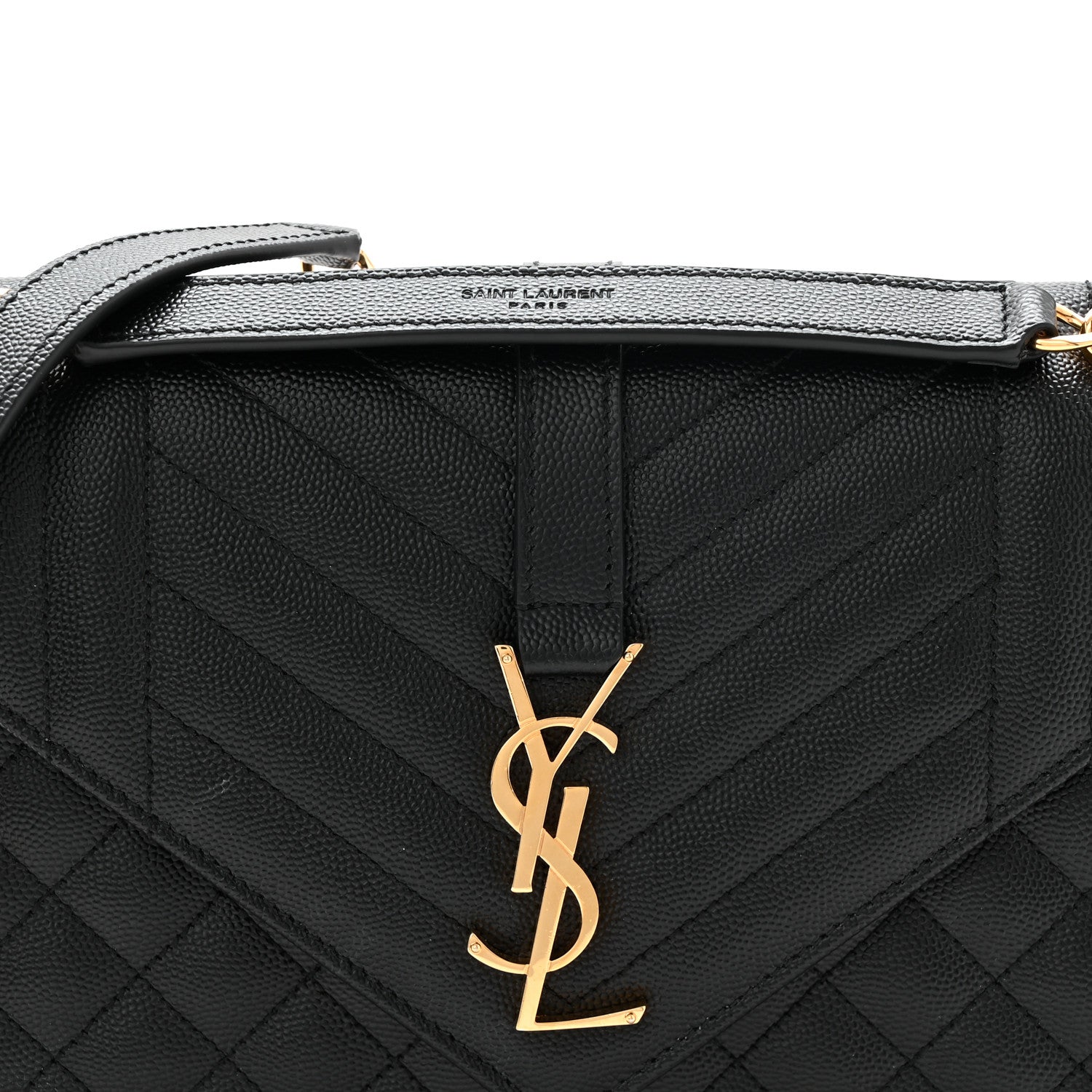 Saint Laurent Grain De Poudre Textured Mixed Matelasse Triquilt Medium Monogram Satchel Black 8 of 11