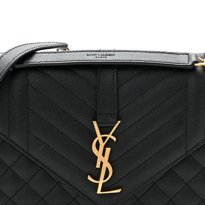 Saint Laurent Grain De Poudre Textured Mixed Matelasse Triquilt Medium Monogram Satchel Black 8 of 11