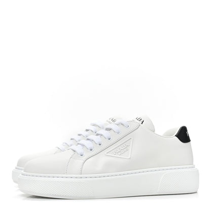 Prada Vitello Soft Rubber Triangle Logo Womens Low Top 40mm Sneakers 38.5 White 3 of 11