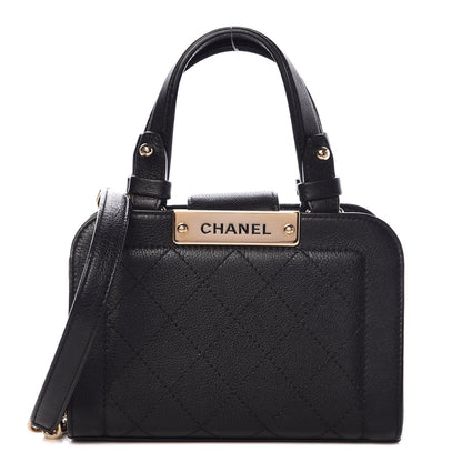 Chanel Grained Calfskin Stitched Mini Label Click Shopper Tote Black 1 of 10