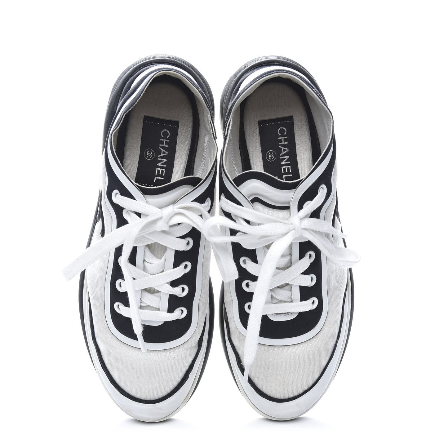 Suede Calfskin Stretch Fabric CC Sneakers 37.5 White