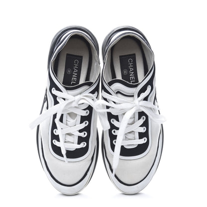 Chanel Suede Calfskin Stretch Fabric CC Sneakers 37.5 White 5 of 9