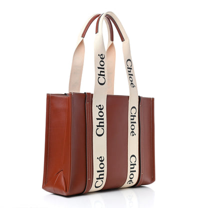 Chloe Calfskin Medium Woody Ribbon Tote Sepia Brown 2 of 8