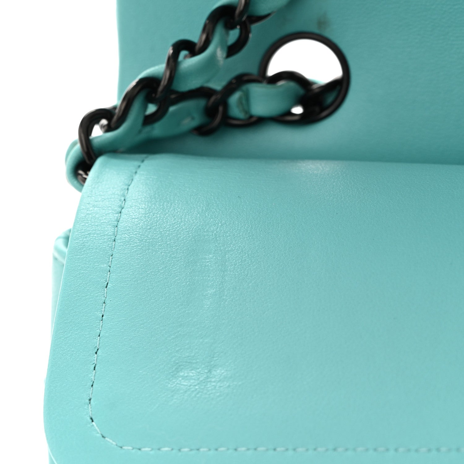 Chanel Lambskin Quilted Medium Double Flap Light Blue 11 of 12