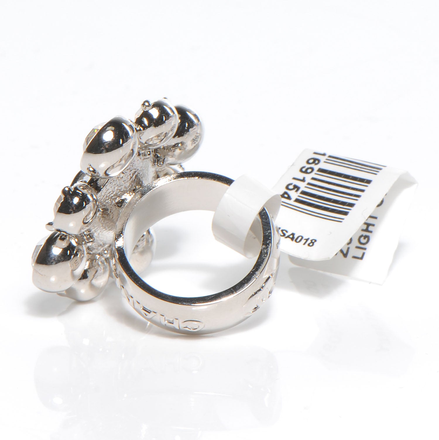 Chanel Crystal CC Ring Silver 6 3 of 6