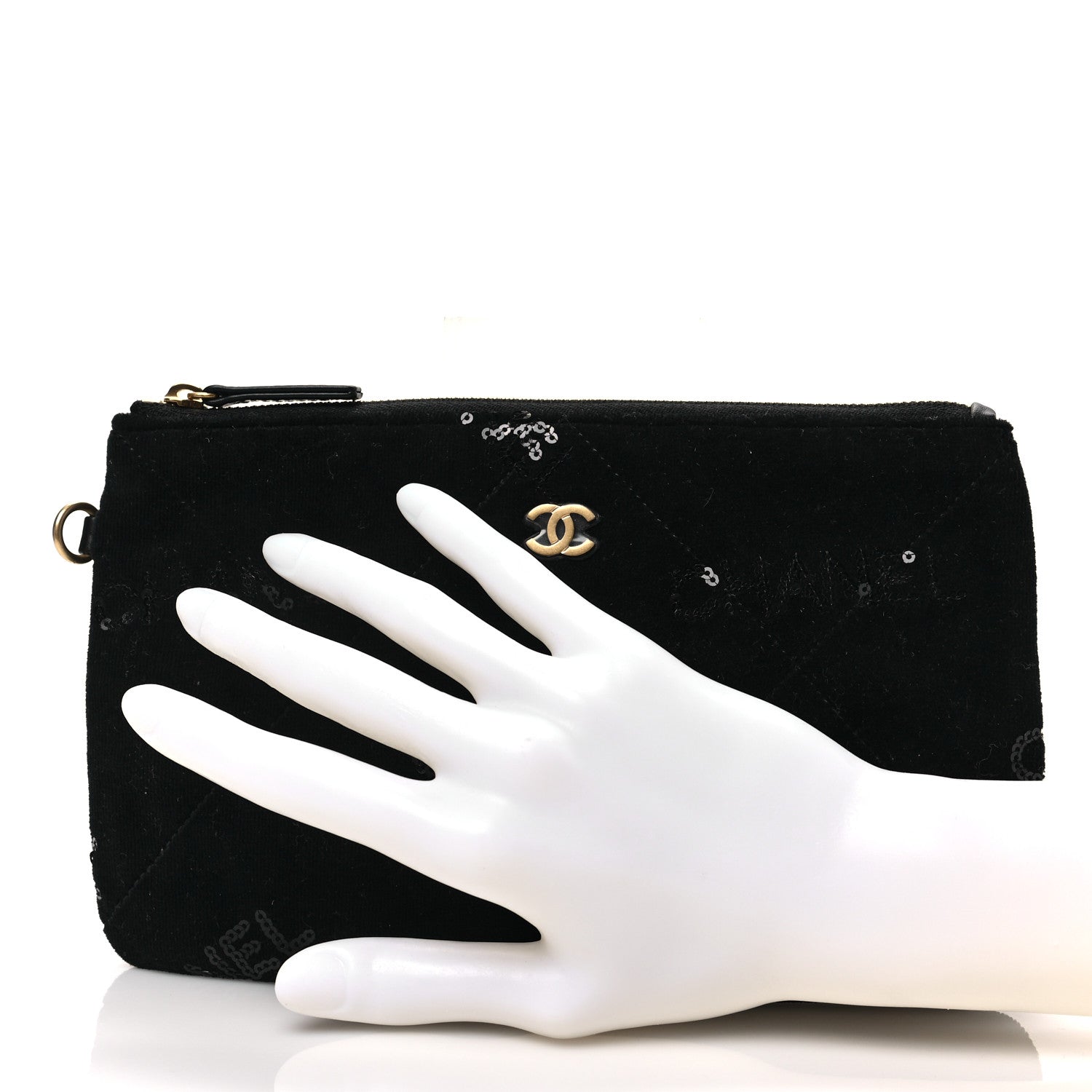 Chanel Velvet Sequin Quilted Chanel 22 Removable Pouch Black 2 of 5