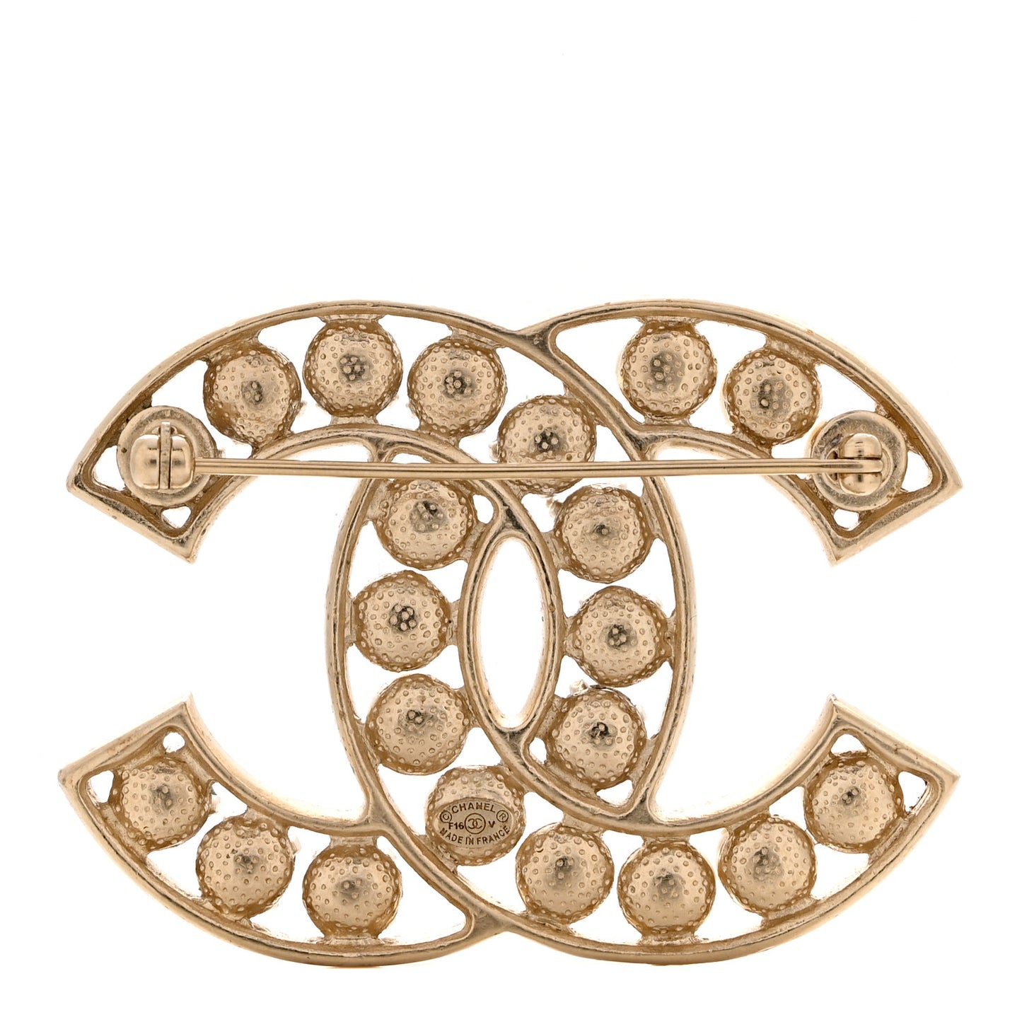 Pearl Crystal CC Brooch Gold Pearly White