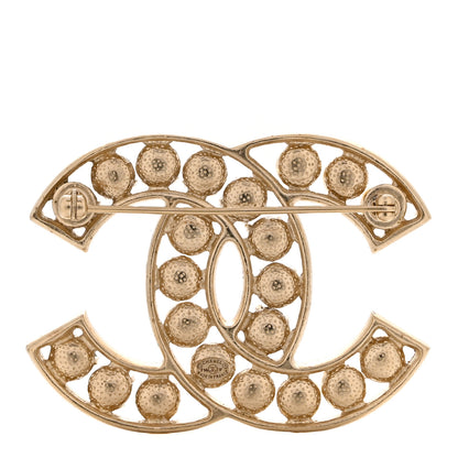 Chanel Pearl Crystal CC Brooch Gold Pearly White 3 of 5