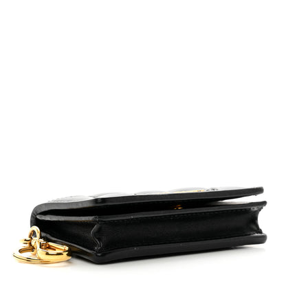 Miu Miu Nappa Quilted Flap Card Holder Key Ring Black 4 of 7
