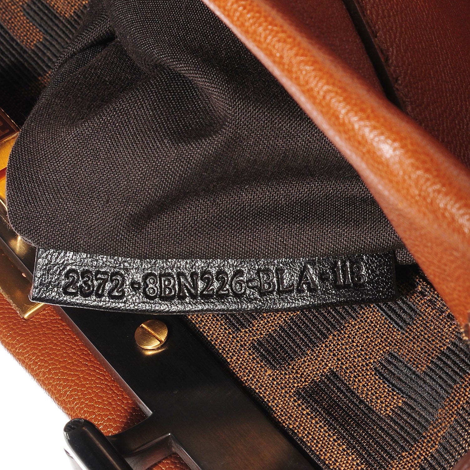 Fendi Goatskin Zucca Medium Peekaboo Iconic Satchel Cuoio Tobacco Moro 6 of 9
