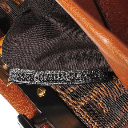 Fendi Goatskin Zucca Medium Peekaboo Iconic Satchel Cuoio Tobacco Moro 6 of 9