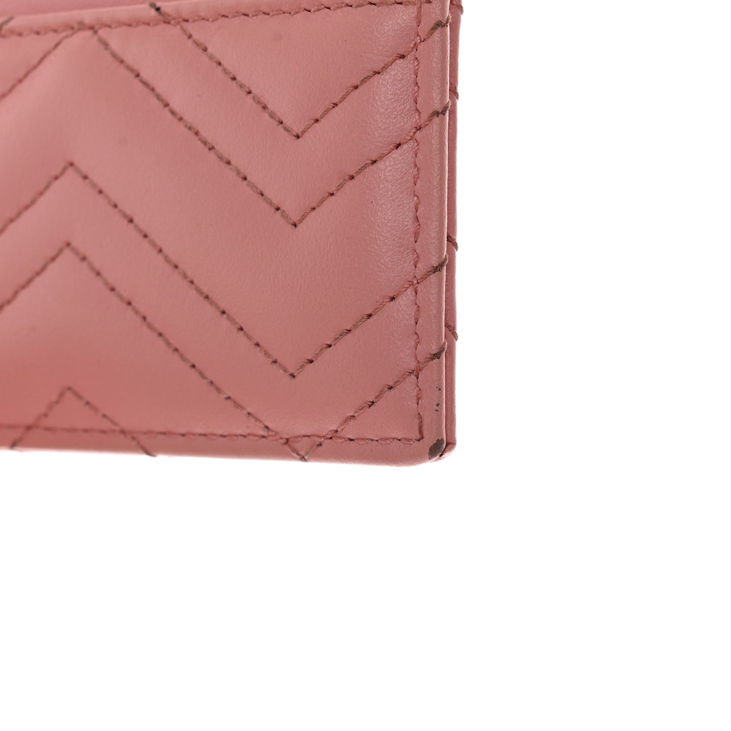 Calfskin Matelasse GG Marmont Card Holder Wild Rose