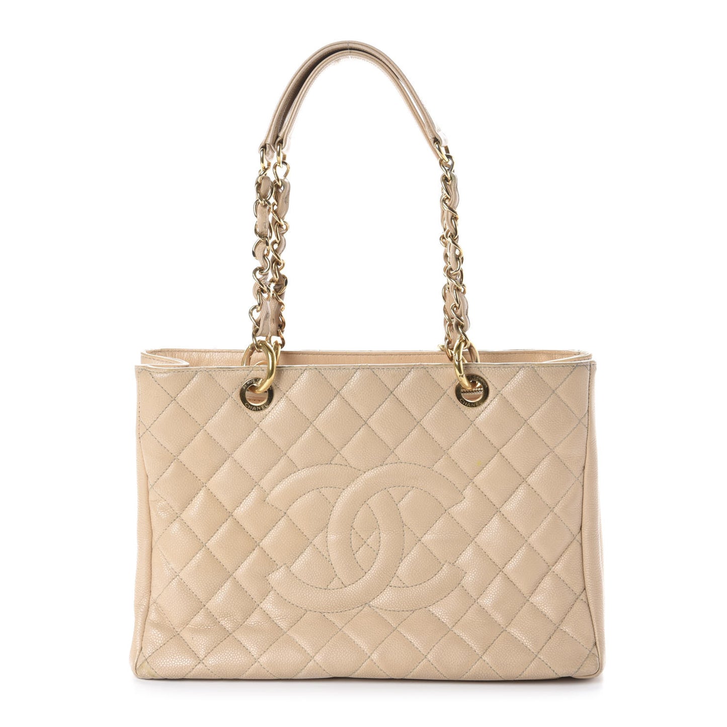 Caviar Quilted Grand Shopping Tote GST Beige Clair
