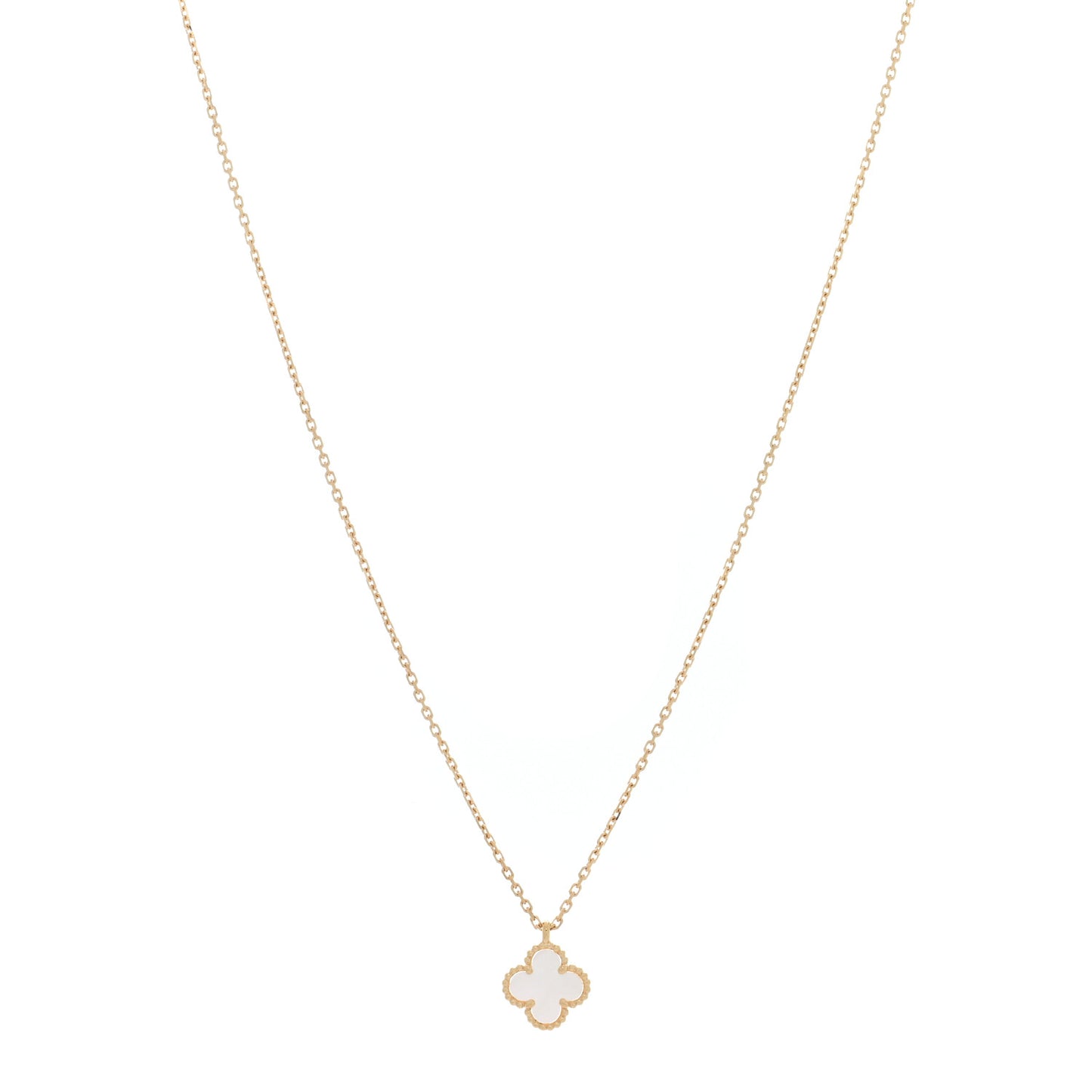 18K Yellow Gold Mother of Pearl Sweet Alhambra Pendant Necklace